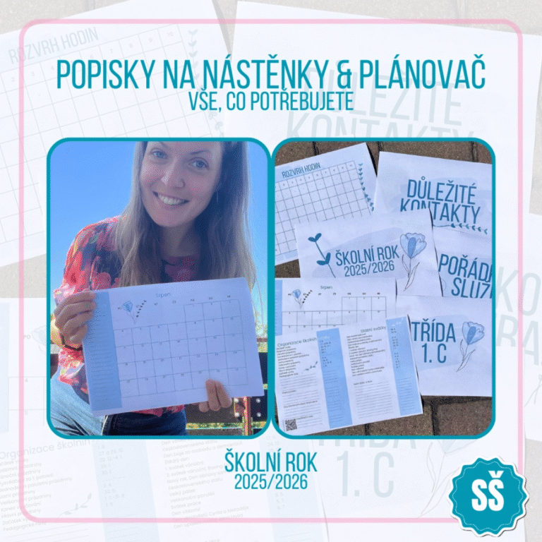 Měsíční plánovač a popisky na nástěnky – KVĚTINOVÝ BALÍČEK (2025/2026)